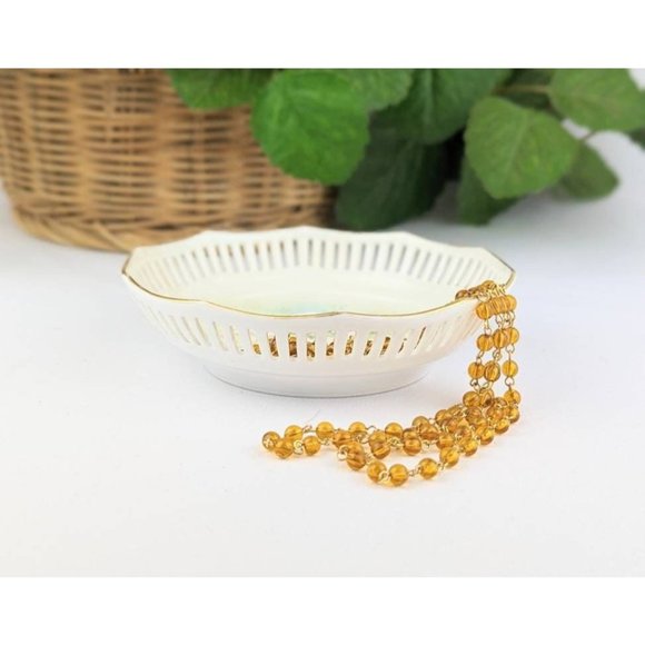 Antique 1890s Porcelain Openwork Vanity Dish Lattice Reticulated Porcelain Bowl - Picture 2 of 10